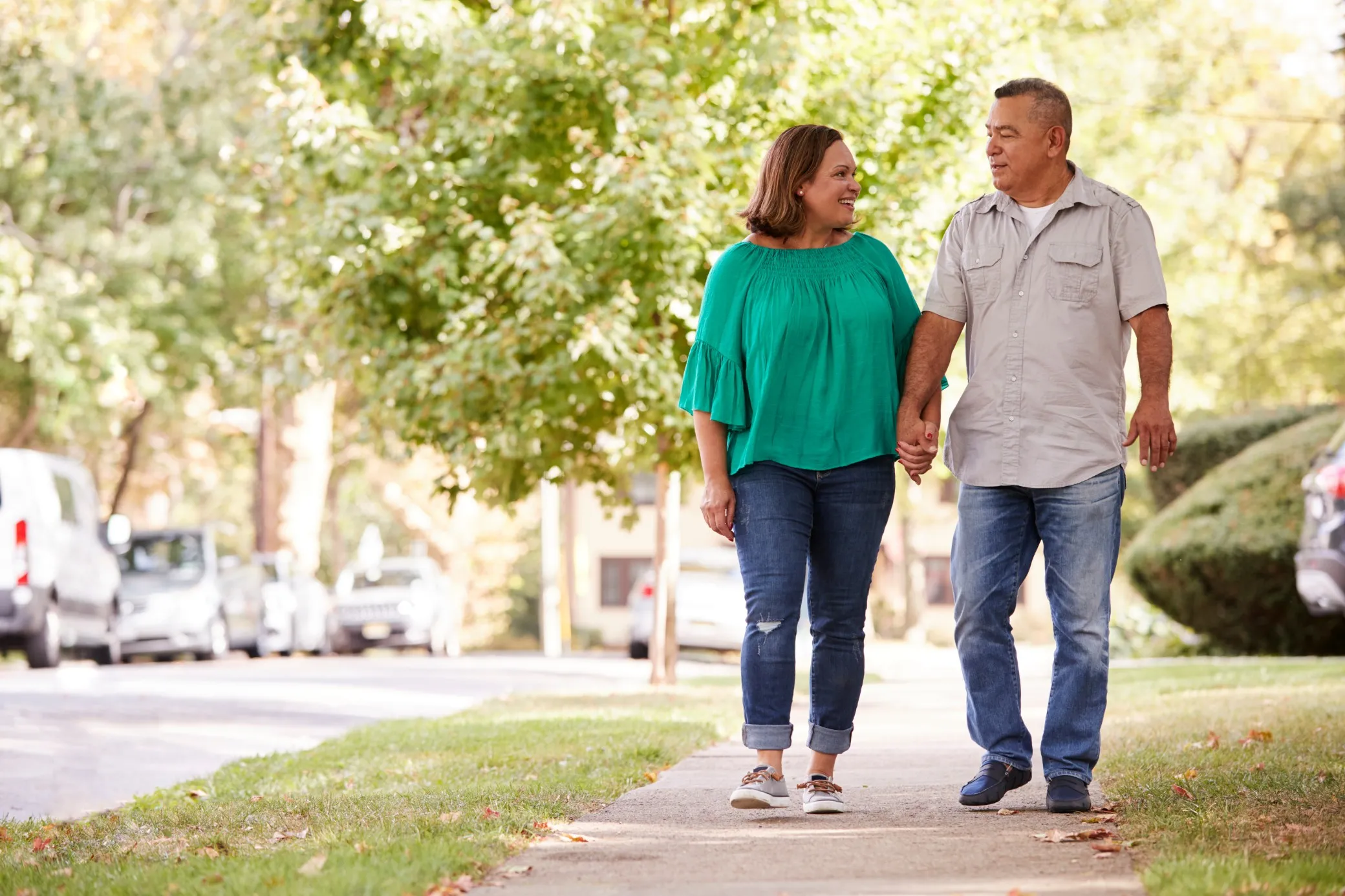 Man and woman walking together